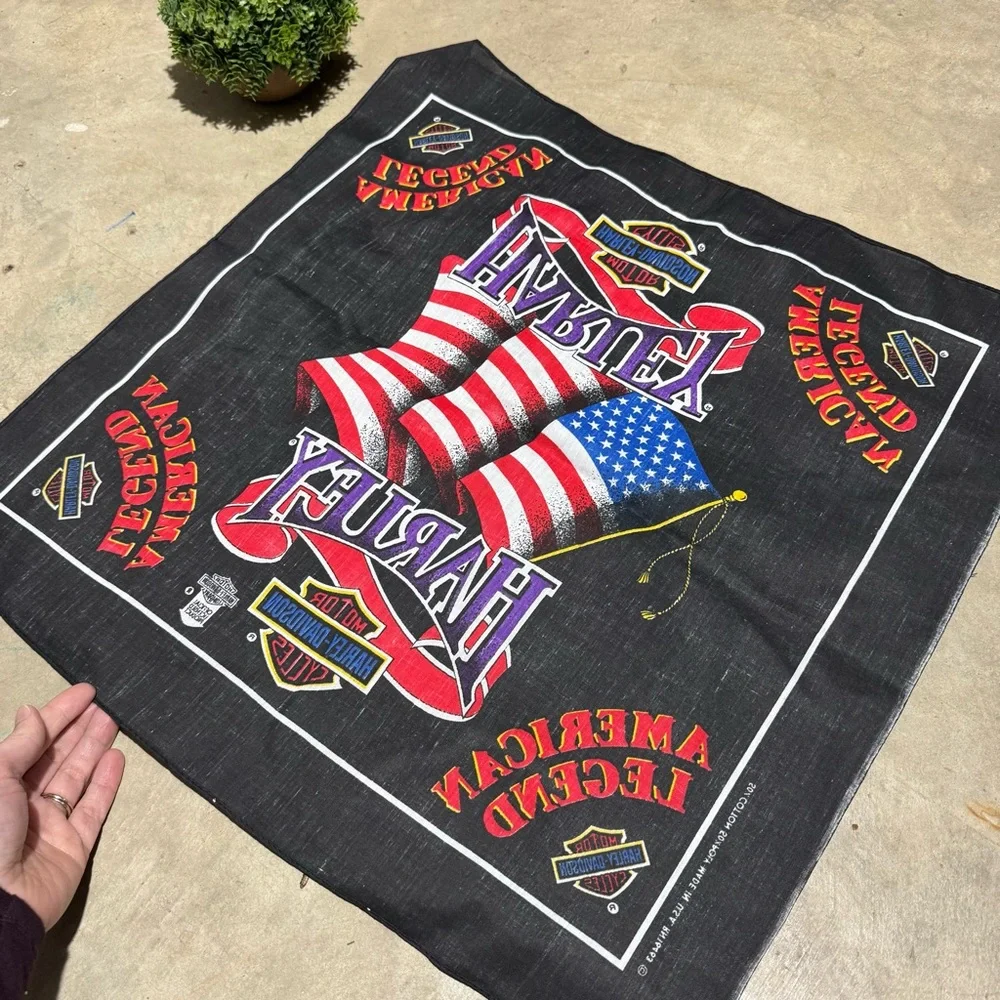 Harley Davidson Vtg Bandana Handkerchief‎ Dew Rag USA Made 21” Motorcycle Biker